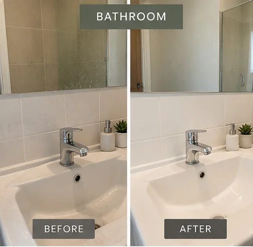 Before and after — bathroom sink, example of a possible result
