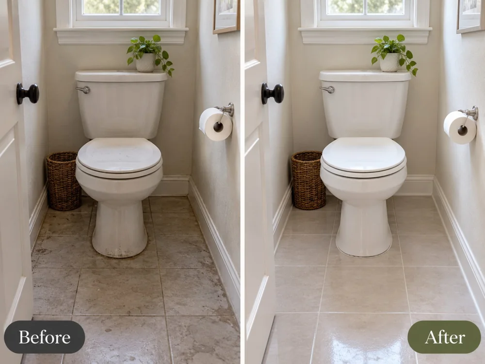 Before and after — toilet & floor, example of a possible result